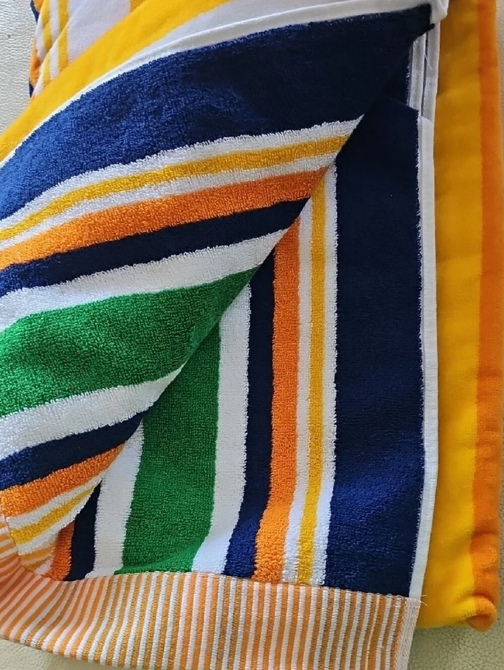 White Striped Beach Towel- Multicolor